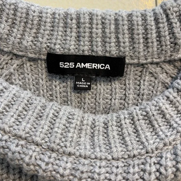 525 America Gray Ribbed Crewneck Women's Cozy Quiet Luxury Minimalist Sweater L - Picture 4 of 11